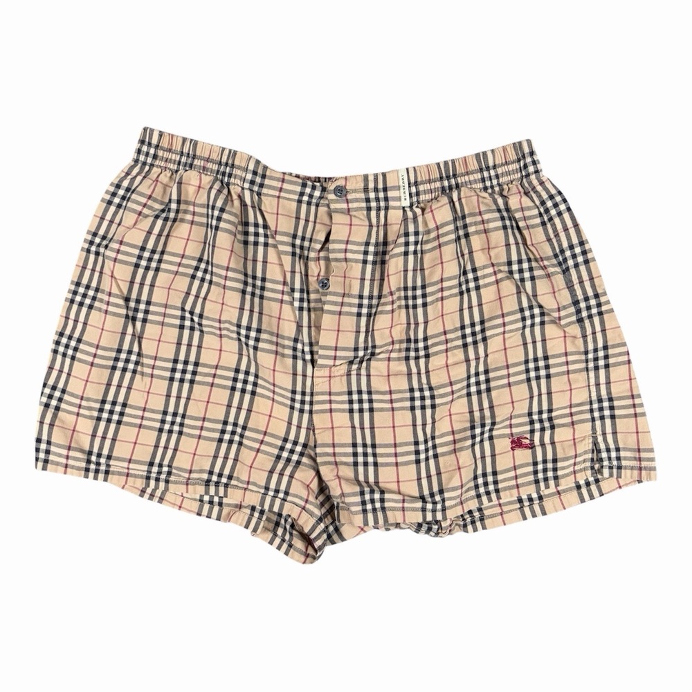 Burberry London Vintage Men's Nova Check Boxer Lounge Shorts Sz L Luxury Button
